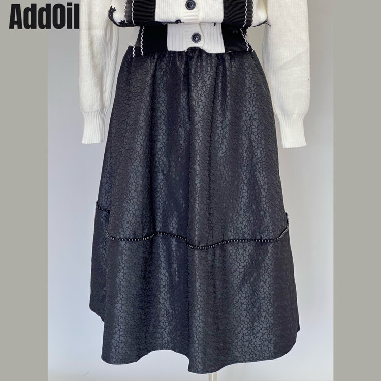 New in autumn! [ADDOIL] Elastic waist retro beaded skirt 8216# ZXL