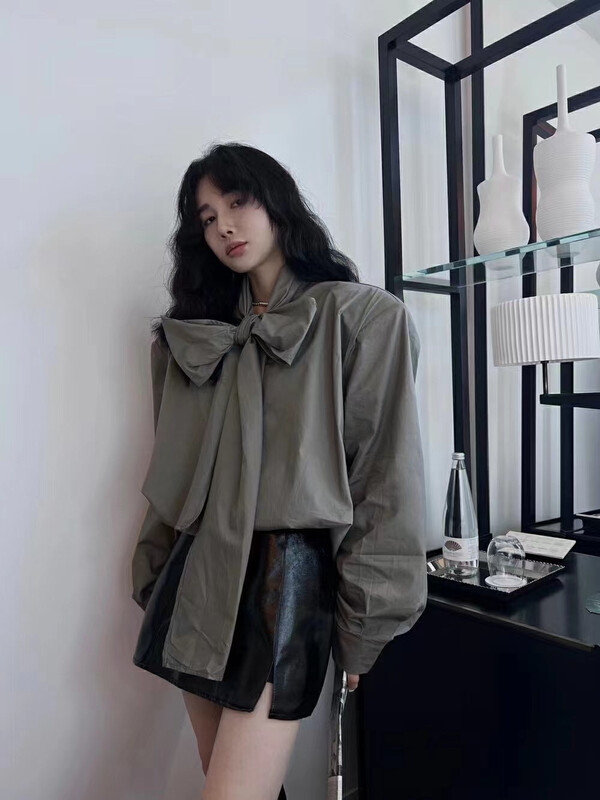 New in autumn! [MI] Simple solid color all-match shirt 1519# PCZ