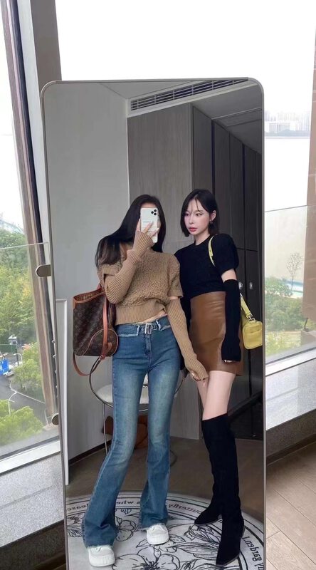 Autumn is new! [Korean C home] round neck puff sleeve texture pleated knitted sweater (with removable sleeves) 0553# PCZ