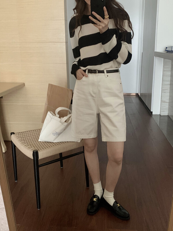 New in early autumn!【T.G】Korean loose five-point denim shorts 18233# CLS