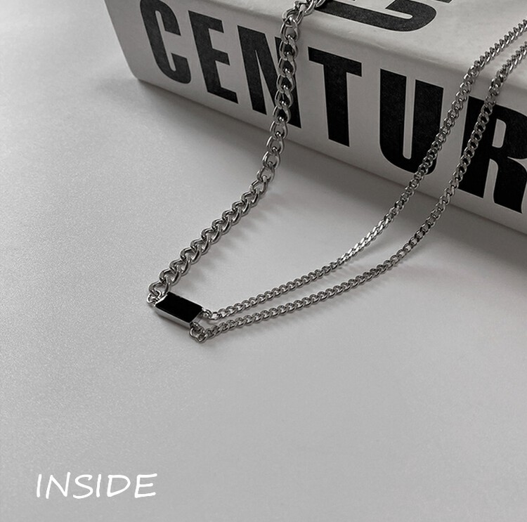 【INSIDE】Darkness sweet and cool hot girl fashion simple black zircon personality titanium steel short necklace (with box randomly distributed) X3535# ZXL