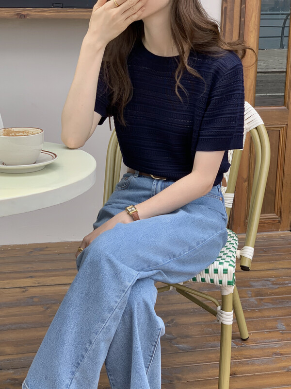 New in early autumn! [T.G] Simple round neck casual short-sleeved sweater 17766# CLS