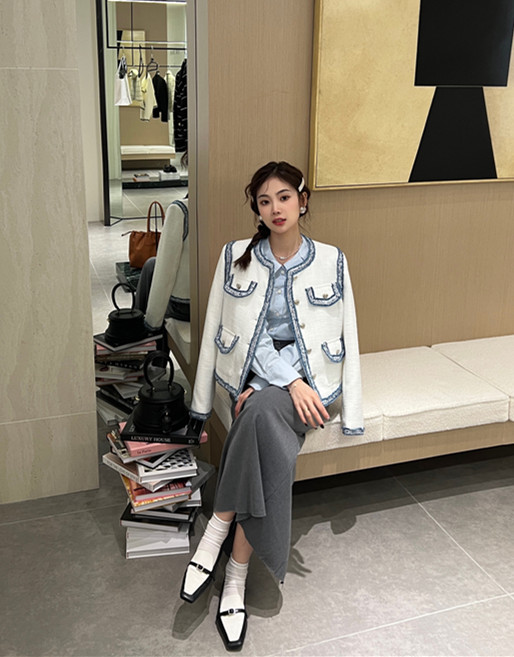 【FEI MAO】Retro Xiaoxiang Celebrity Style Long Sleeve Loose Exquisite Lady Jacket Short Jacket Z-8514# LSL