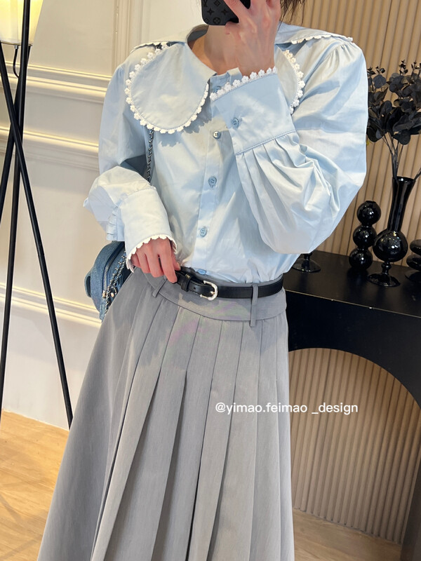 [FEI MAO] all-match lace doll collar sweet fashion casual western style shirt shirt Z-4614