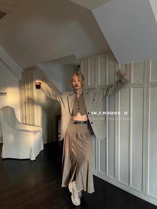 Early autumn new [IN.CHOOSE U] loose shoulder pad silhouette suit 66291# CQW