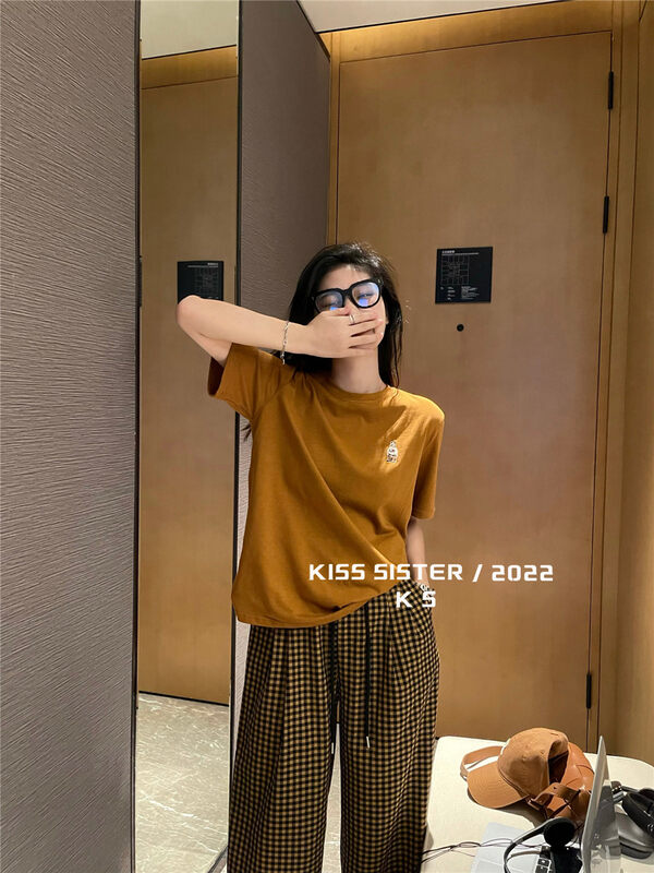 【KISS SISTER】Cubs pattern casual round neck short-sleeved T-shirt 22Y9655