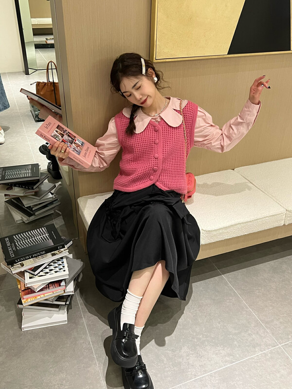 【FEI MAO】Irregular skirt Z-8491 with fashion bow ruffle high waist pleated design