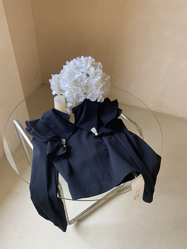 New in early autumn!【FEIMAO(YIMAO)】Korean ruffled doll collar loose shirt YM-8417# LSL