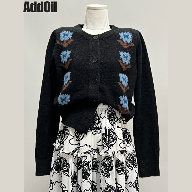 New in autumn! [ADDOIL] Jacquard imitation mohair breasted warm sweater 6328# ZXL