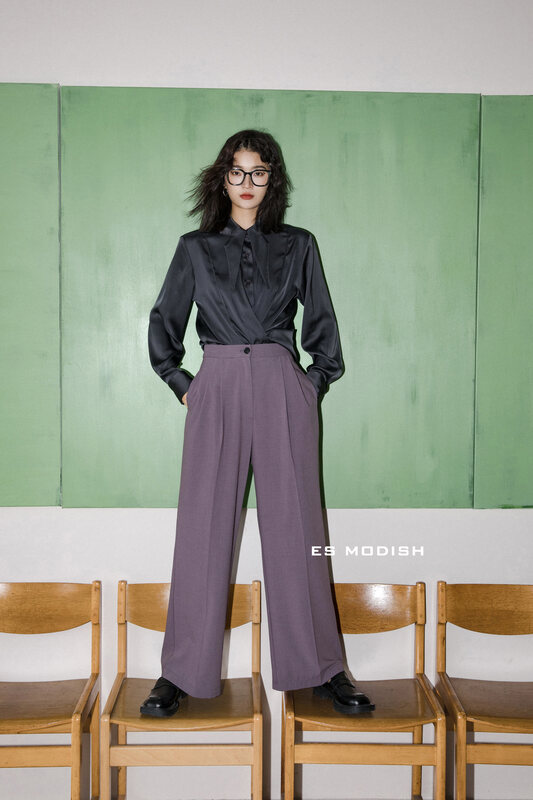 New in early autumn!【ES MODISH】High waist, thin and wide-leg casual pants SL1782# CQW