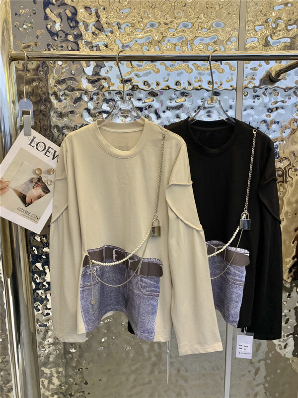 New in autumn! [Yayiro] Design niche chain sweater (with detachable chain) 6939# GYJ