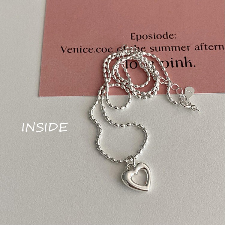 【INSIDE】Korean version of simple and fashionable all-match rice grain silver bead love short necklace (with random box) X3450# ZXL