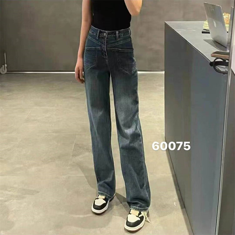 New in autumn! [OKD] Korean elastic loose-fitting all-match jeans 60075# GY