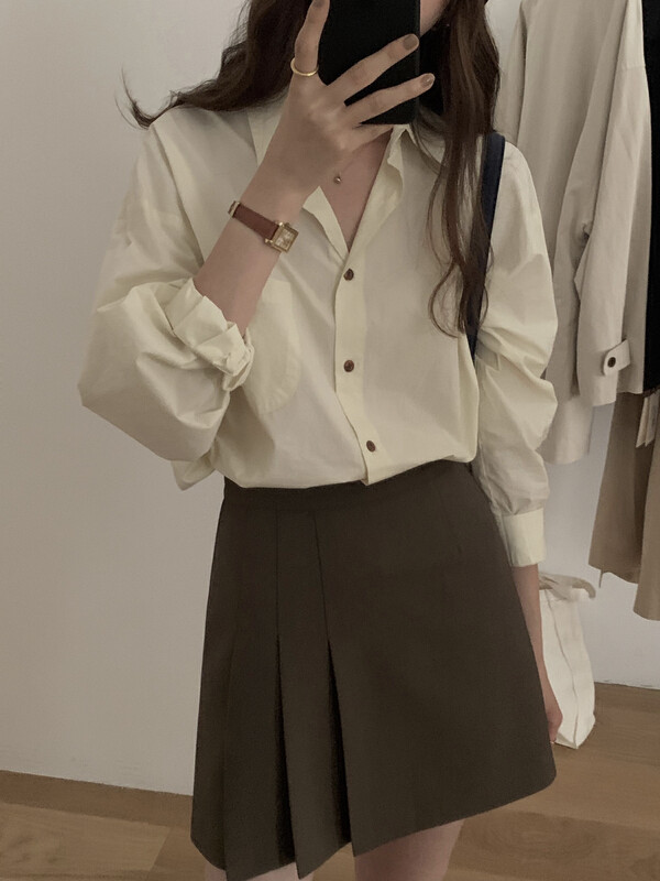 New in early autumn!【T.G】Korean simple solid color versatile casual shirt 17916# CLS
