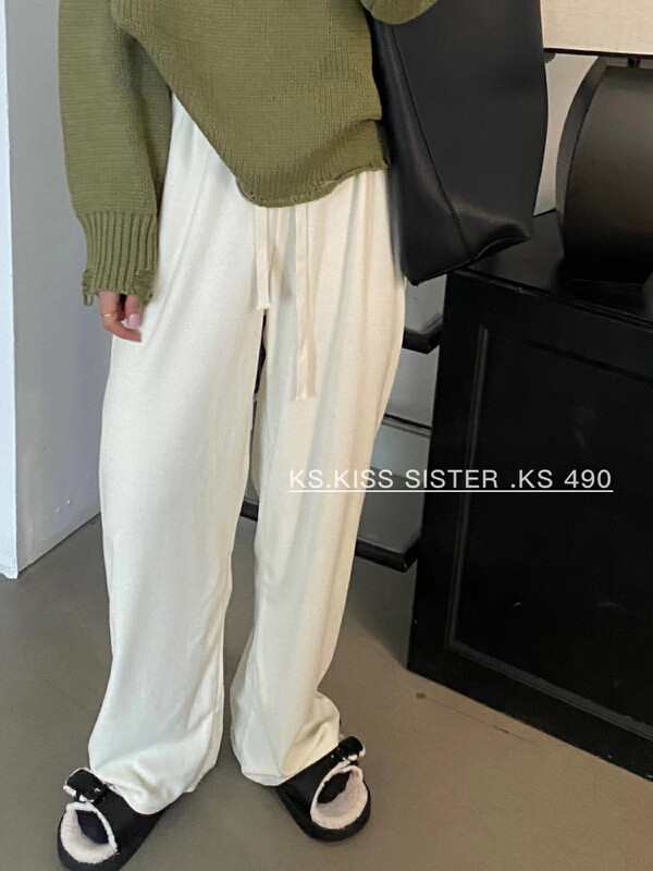 New in autumn! [KS] Korean version of solid color all-match casual pants (with waist rope) 29699# CQW