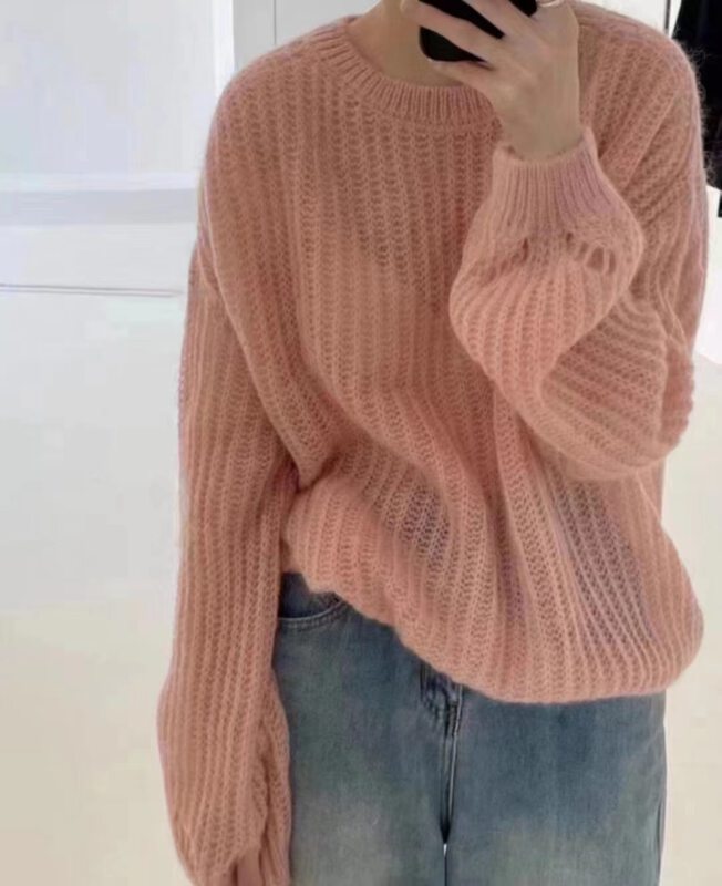 New in autumn! [Korean C home] round neck solid color loose warm sweater 0550# PCZ