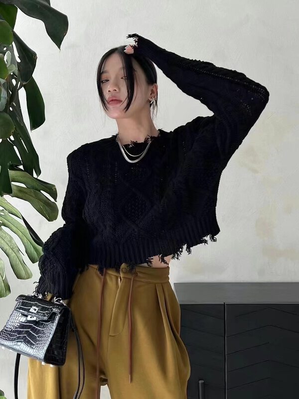 New in autumn! [Korean C home] round neck loose striped sweater 0239# PCZ