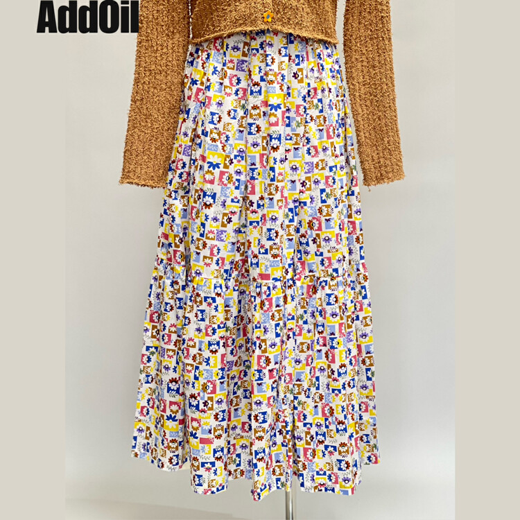 New in autumn! [ADDOIL] Elastic waist floral sweet skirt YS2-8915-1# ZXL