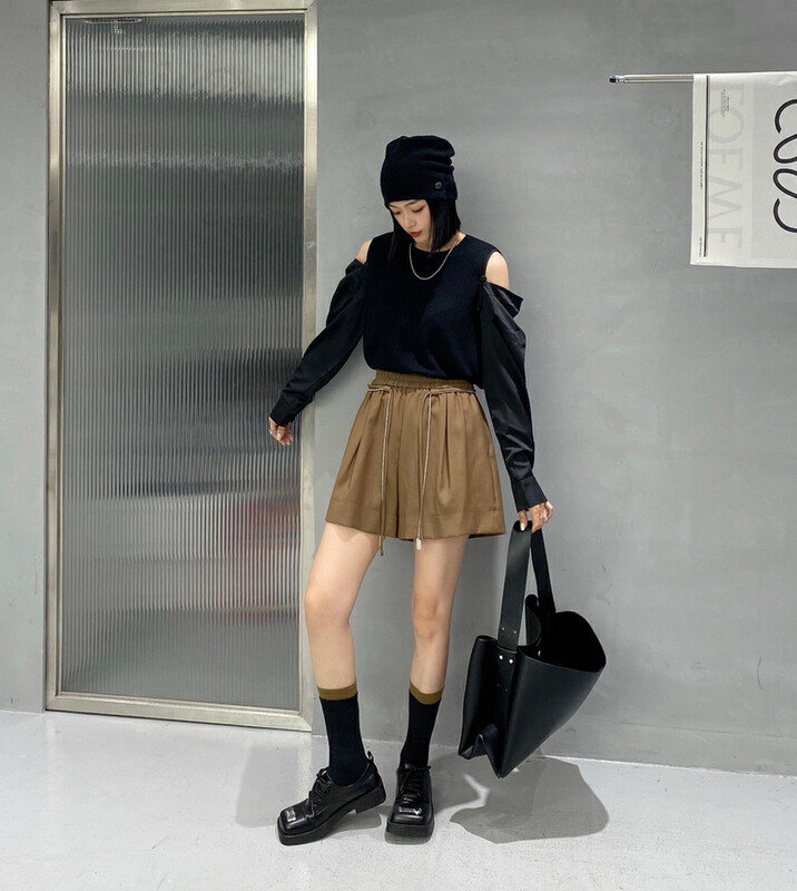 New in autumn! [QUEEN QUEEN] High waist Korean version all-match casual shorts (with waist rope) A6990# OZQ