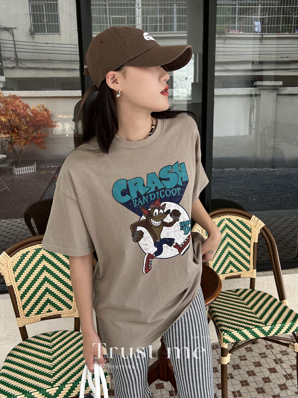 【TRUSTME】Korean cartoon casual short-sleeved T-shirt 40162# JHY