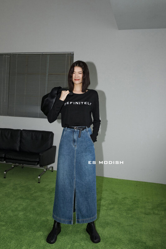 New in early autumn! [ES MODISH] Versatile Denim Skirt (with Belt) SK1872# CQW