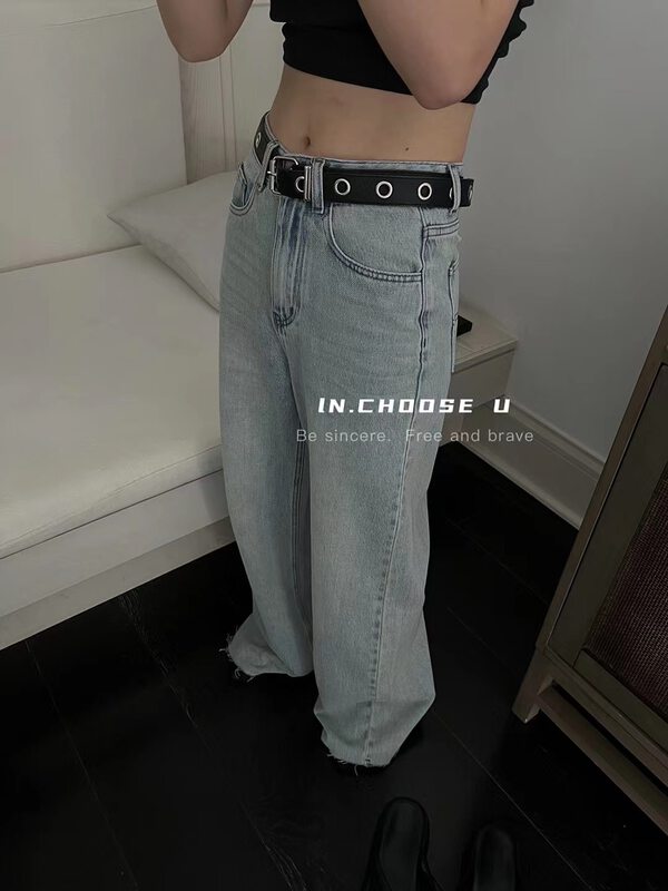 【IN.CHOOSE U】Washed white frayed jeans 67288# CQW
