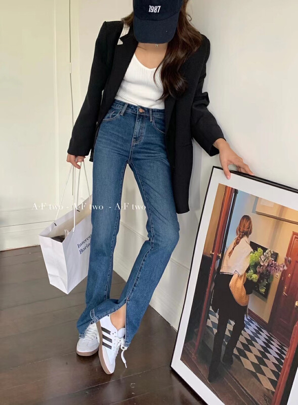 Autumn models are new! [Strictly selected by buyers - Dai Jiaer] Korean all-match split jeans 81335# CL