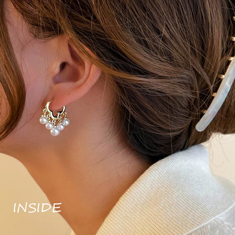 [INSIDE] Exquisite and high-end cloud tassel pearl pendant earrings (with box random) R3385# ZXL