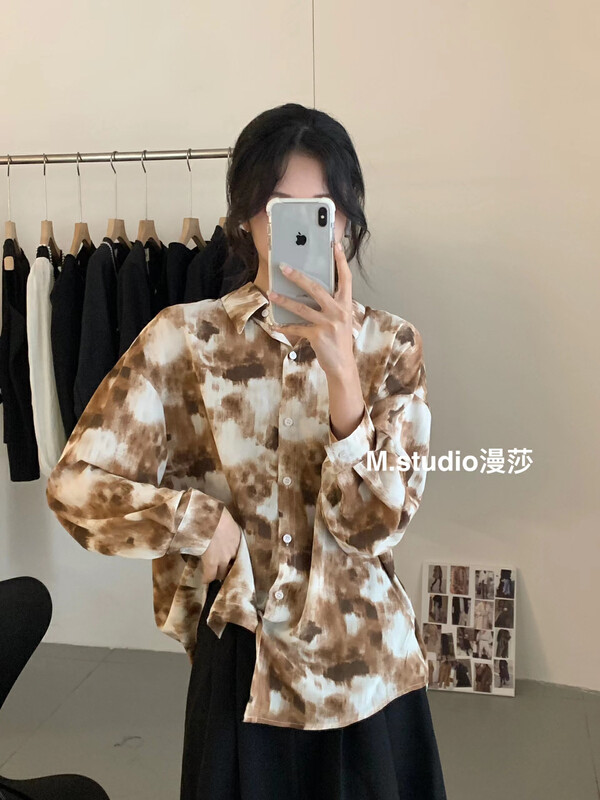 New in autumn! [MSTUDIO Mansha] Korean casual loose tie-dye shirt t293# HBX
