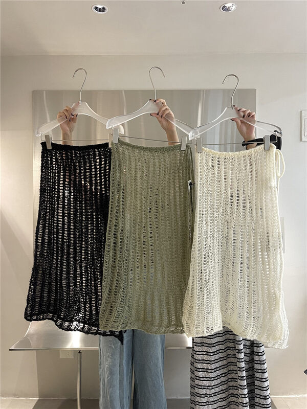 Autumn is new! [IN.CHOOSE U] solid color hollow design slim skirt (including 55% wool) B69365# CQW