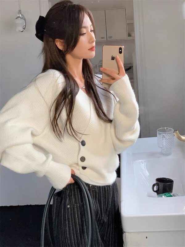 New in autumn! [Korean C home] Solid color simple single-breasted knitted cardigan 0510# PCZ