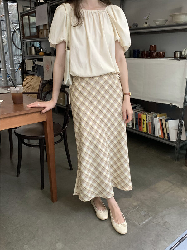 Original price 77.83! New for autumn! [T.G] Plaid all-match slim skirt 17057A# CLS
