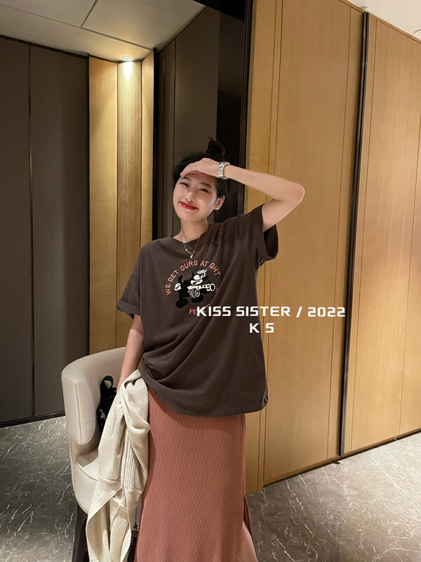 【KISS SISTER】Korean loose all-match short-sleeved T-shirt 22Y9695