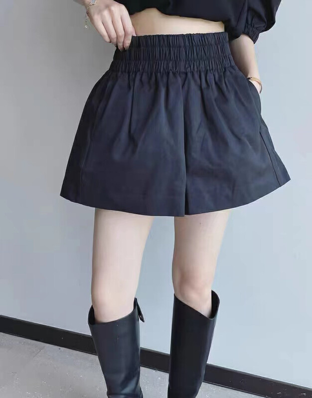 New in autumn! [Queen QUEEN] Korean version of elastic waist wide leg casual shorts A6991# OZQ