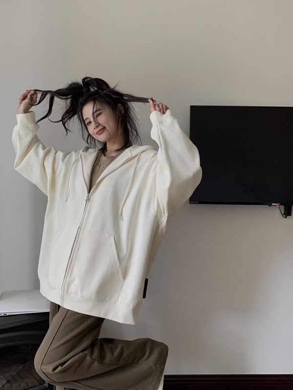 [11AN] Side Loose Hooded Cardigan Short Jacket A6915