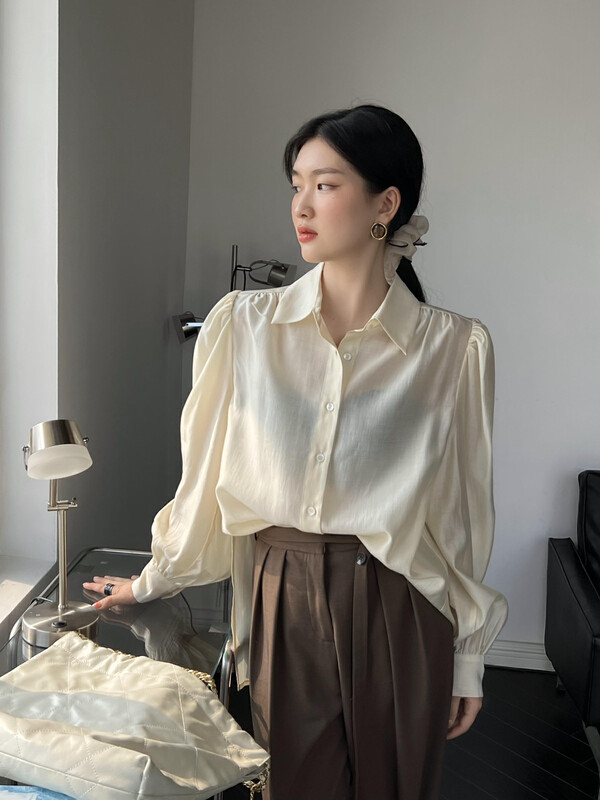 New in early autumn! [YOOMINI] Simple solid color versatile shirt Q12995-V# WPL