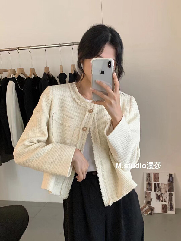 New in autumn! [MSTUDIO Mansha] Korean woven small fragrance short coat c1078# HBX