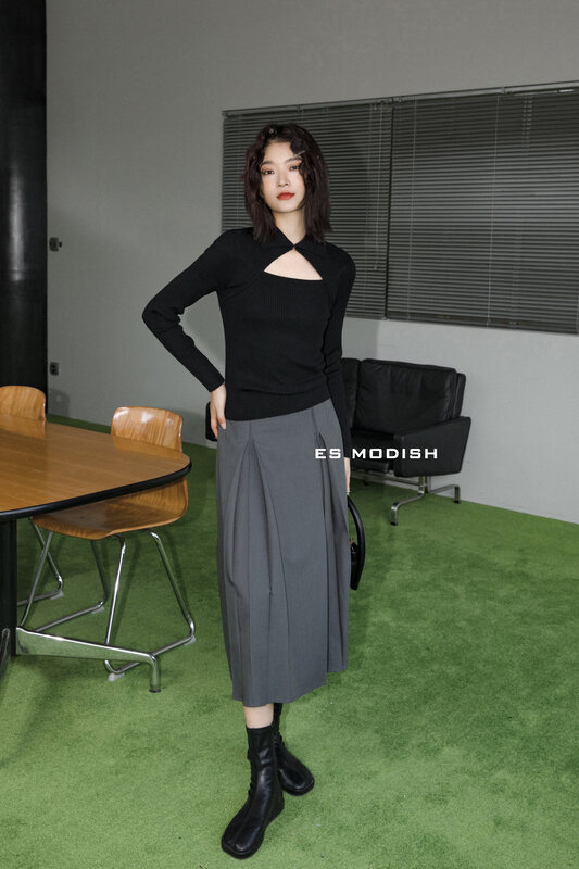 New in early autumn!【ES MODISH】Loose all-match simple skirt (with belt) SK1811# CQW