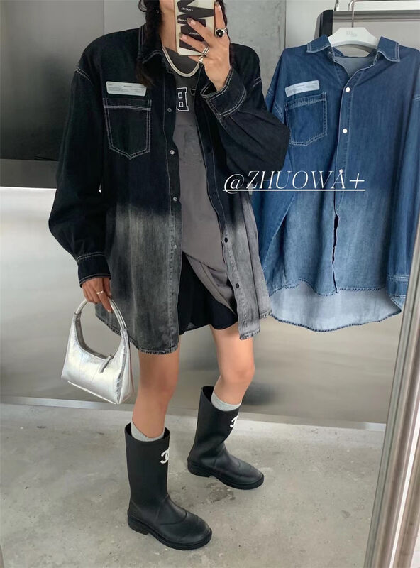 New in autumn! [Strictly selected by buyers - Zhuowa] Gradient design loose topline denim jacket YS1-5578# CL