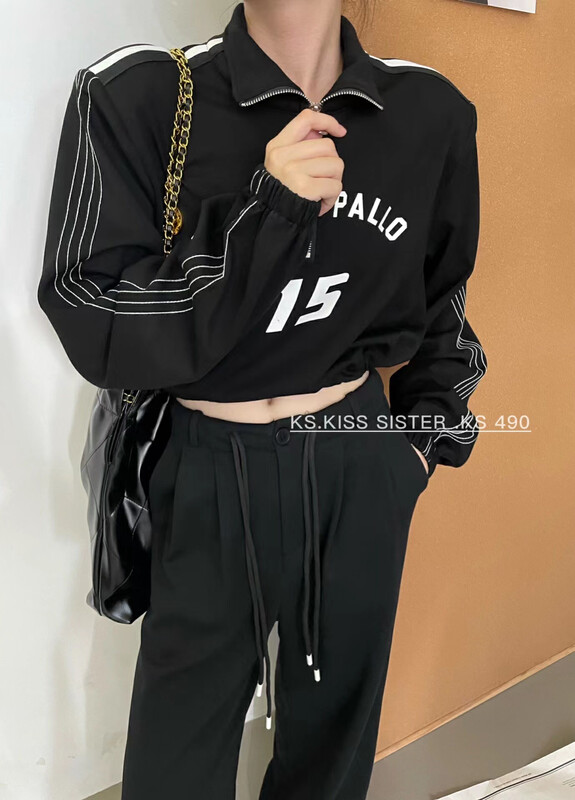 New in autumn! [KS] Korean version of fashionable alphabet print short sweater 22295# CQW