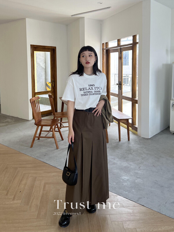 【TRUSTME】Big-name minimalist design pleated skirt 40199