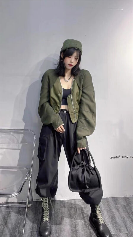 New in autumn! [Yairou] Splicing zipper flight jacket 2625# GYJ