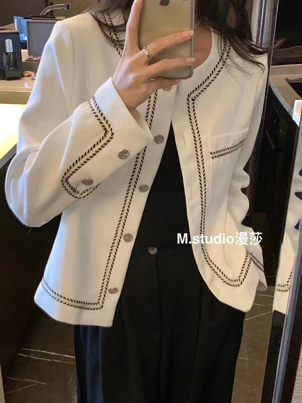 New in autumn! [MSTUDIO Mansha] Xiaoxiang style stitching design texture short coat c631bq# HBX
