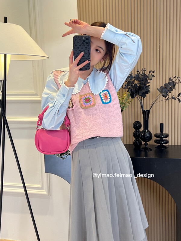 [FEI MAO] Korean retro small fresh Japanese gentle college style sleeveless vest vest Z-3098# CQW