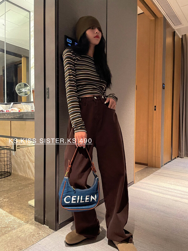New in early autumn! [KS] Contrast color stripes with a long-sleeved bottoming shirt 22232# CQW