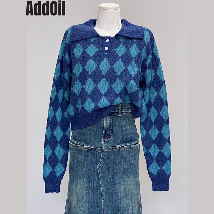 New in autumn!【ADDOIL】Lingge Mohair Colorblock Warm Sweater 1888-1# ZXL