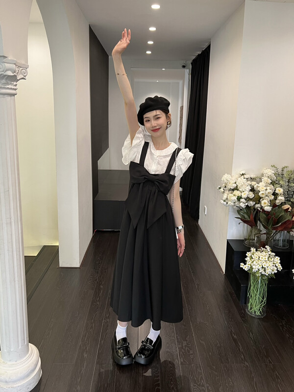 【FEIMAO（YIMAO）】Korean suspender bow sweet dress YM-8323# LSL
