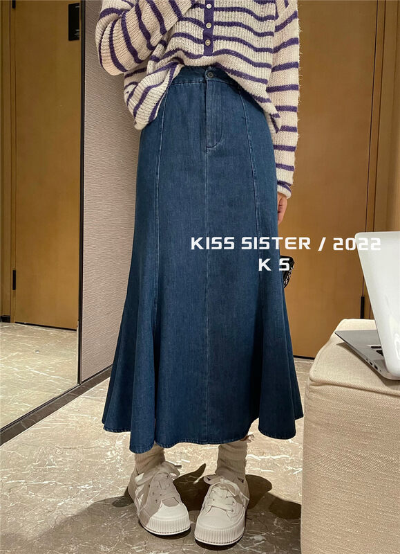 Original price 98.99! New in early autumn!【KISS SISTER】Korean slim fishtail denim skirt 22A9630# CQW