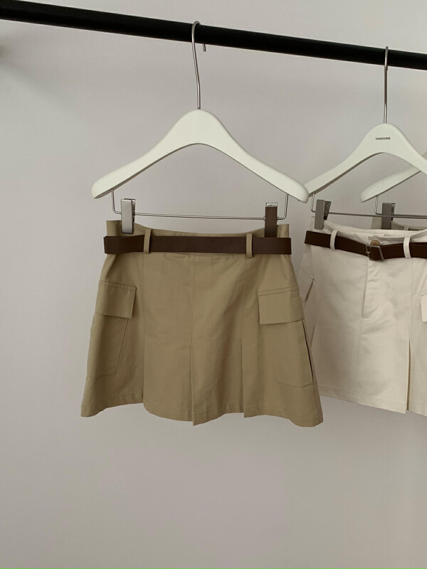【T.G】Korean version of simple design all-match skirt (with belt, safety pants) 17872# CLS