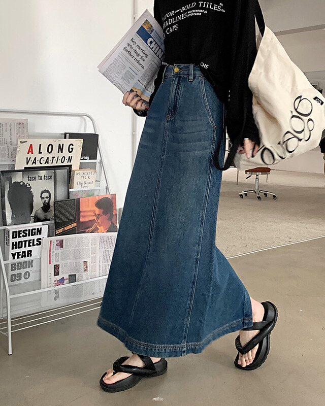 Autumn is new! [Timely rain] Retro niche design high waist and thin loose skirt (sell skirt only) 48279# WPL